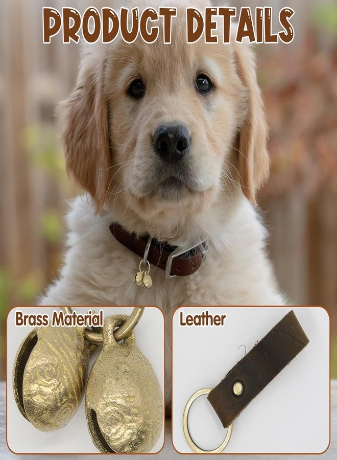 CYUXING 2Pcs Brass Dog Bells with 2pcs Leather Accessories for Dog Collars, Loud Ringing Sound for Pet Training To Go Outside, Pet Tracking Anti Lost Training Pendant for Cat Bells Collars, Keychains - Image 3